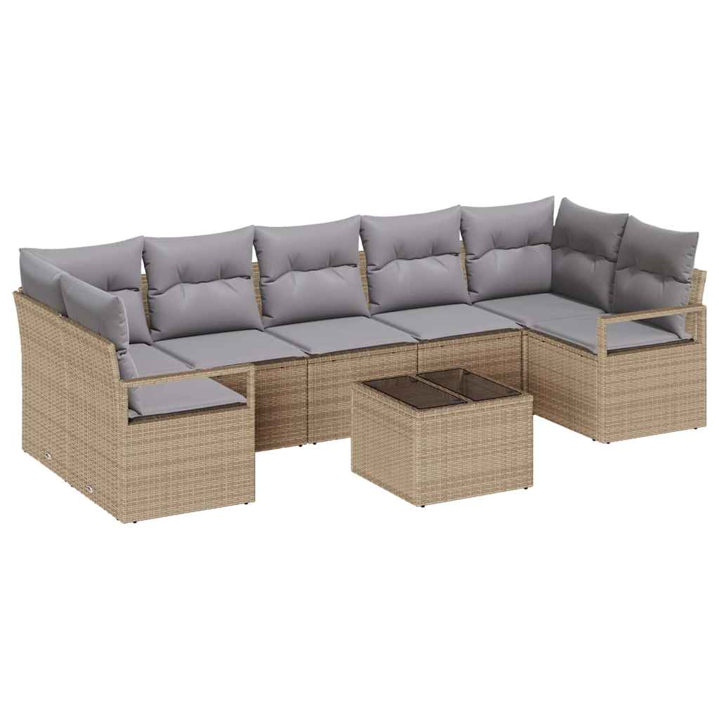 Garten-Sofa-Set mit Kissen 8 pcs Beige und Grau 55 x 55 x 37 cm